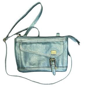 B.O.C blue crossbody purse faux leather bag medium size adjustable strap pockets